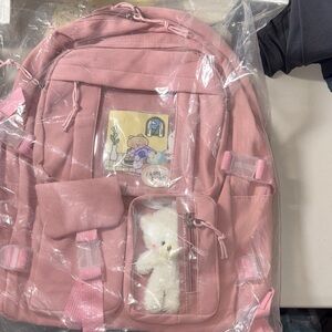 Pink Backpack with Plush Toy